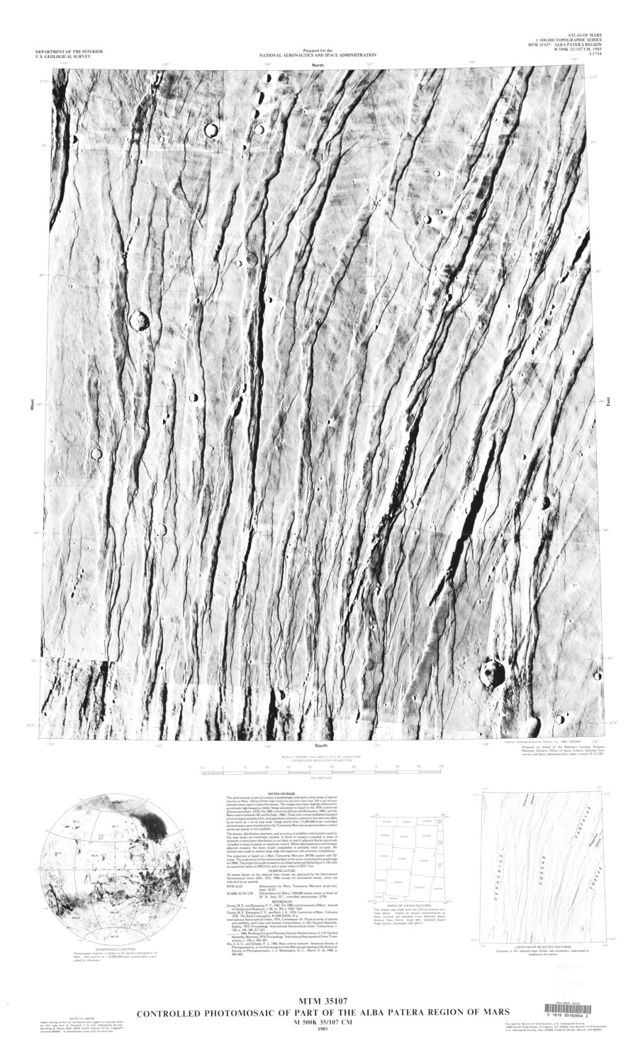MTM 35107 Controlled Photomosaic of Part of the Alba Patera Region of Mars