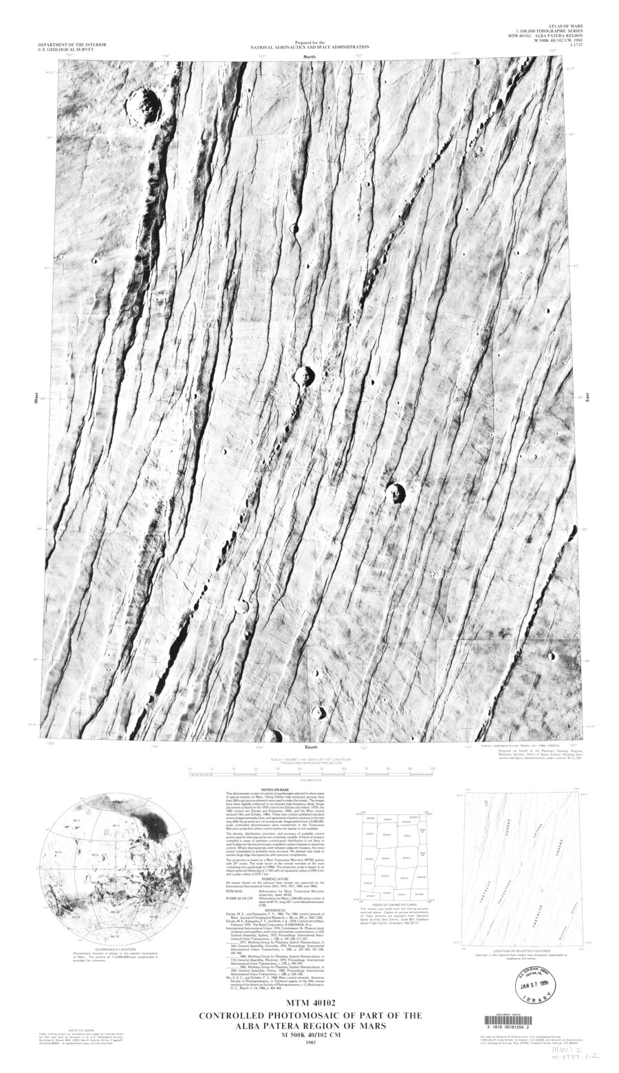 MTM 40102 Controlled Photomosaic of Part of the Alba Patera Region of Mars