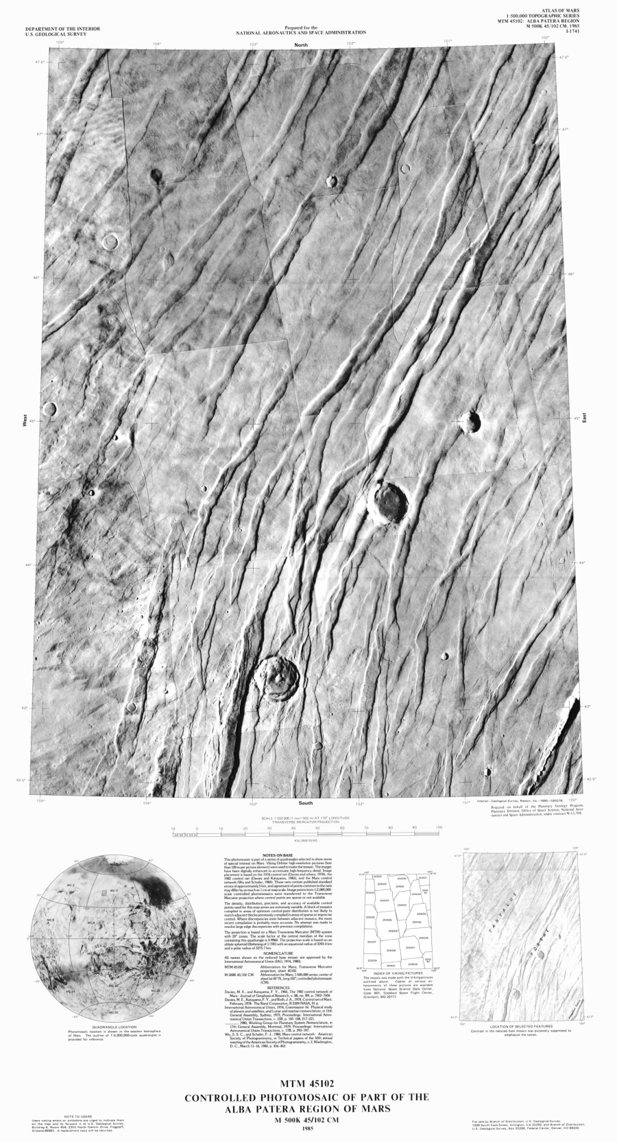 MTM 45102 Controlled Photomosaic of Part of the Alba Patera Region of Mars