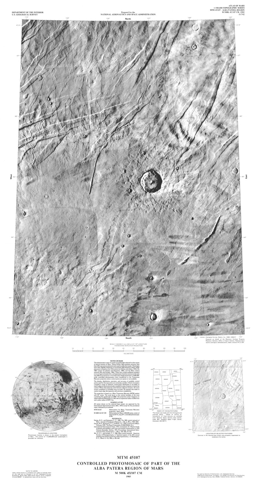MTM 45107 Controlled Photomosaic of Part of the Alba Patera Region of Mars