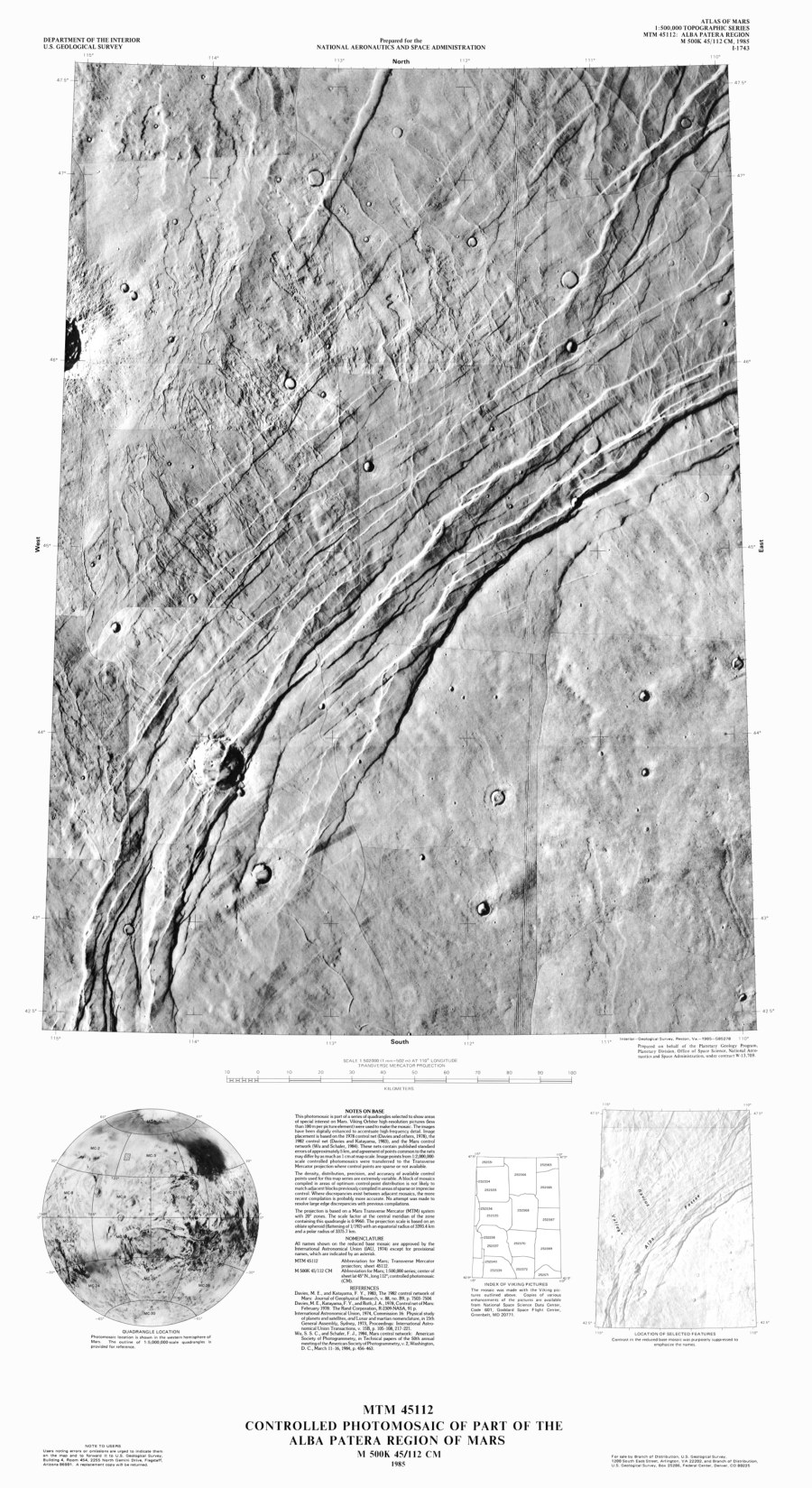 MTM 45112 Controlled Photomosaic of Part of the Alba Patera Region of Mars