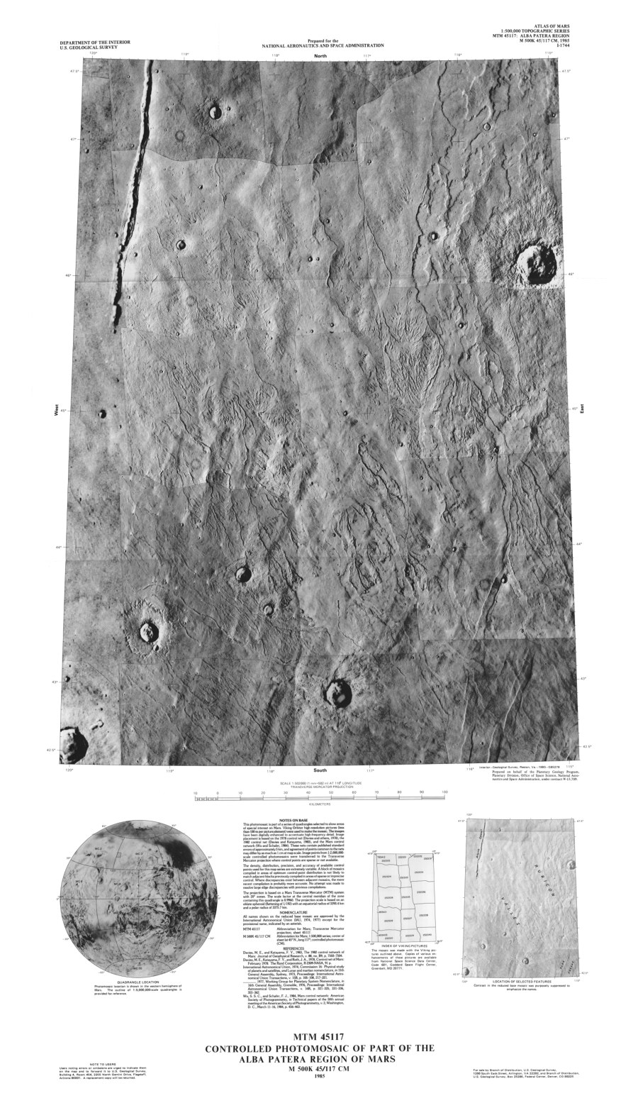 MTM 45117 Controlled Photomosaic of Part of the Alba Patera Region of Mars
