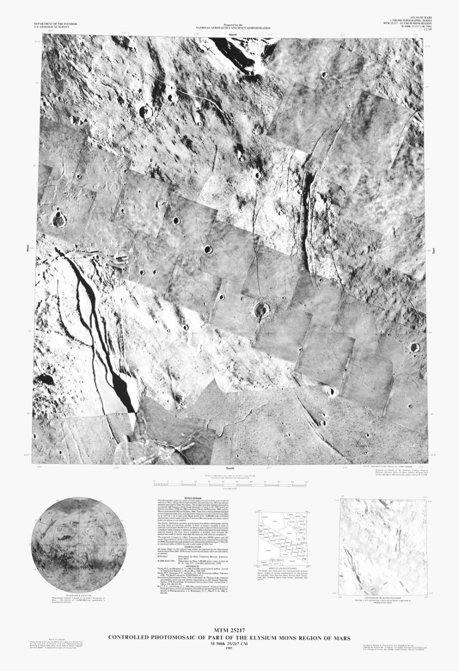 MTM 25217 Controlled Photomosaic of Part of the Elysium Mons Region of Mars