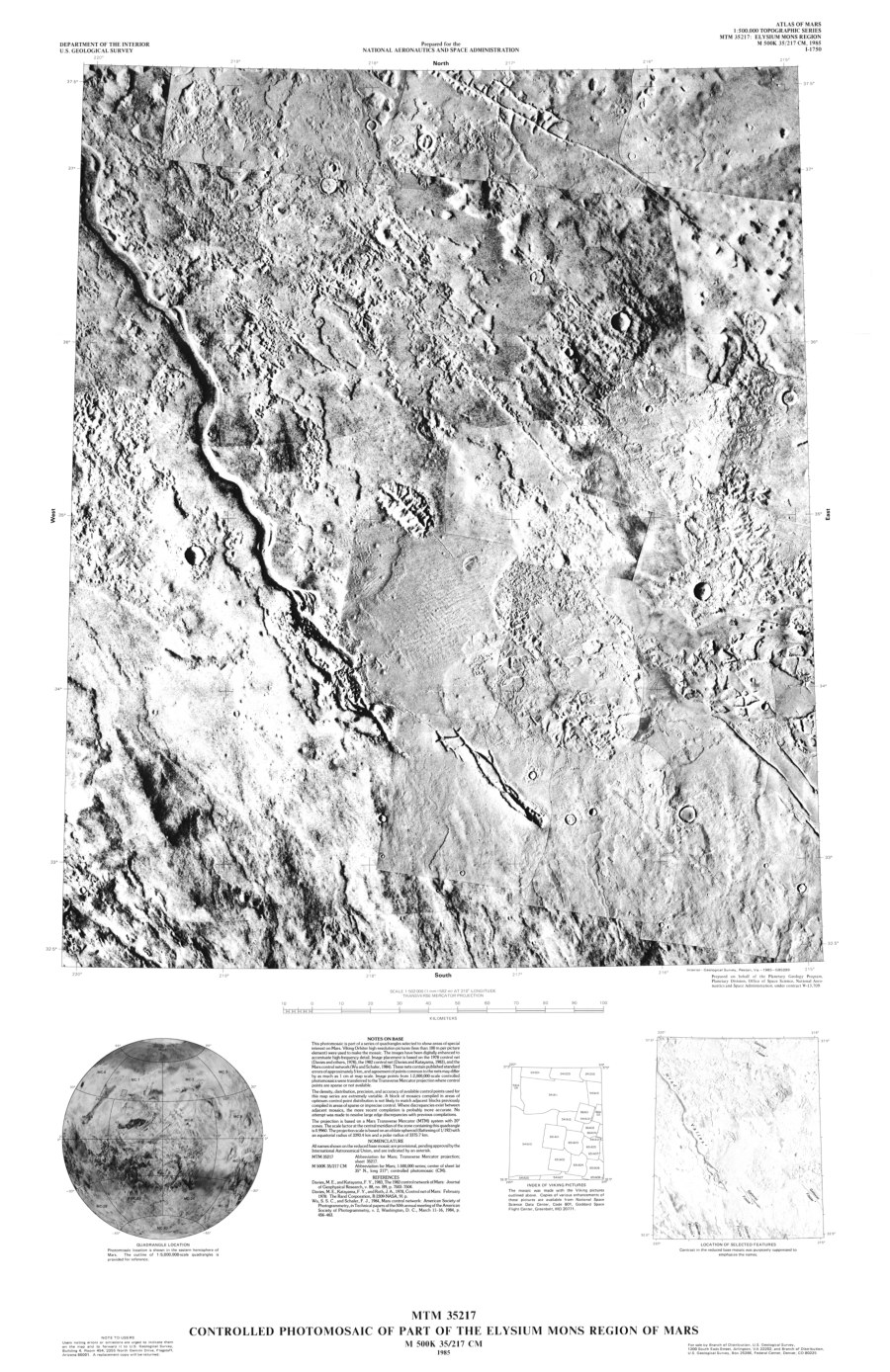 MTM 35217 Controlled Photomosaic of Part of the Elysium Mons Region of Mars