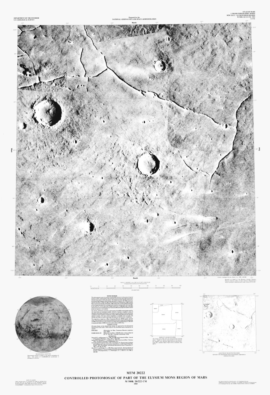 MTM 20222 Controlled Photomosaic of Part of the Elysium Mons Region of Mars