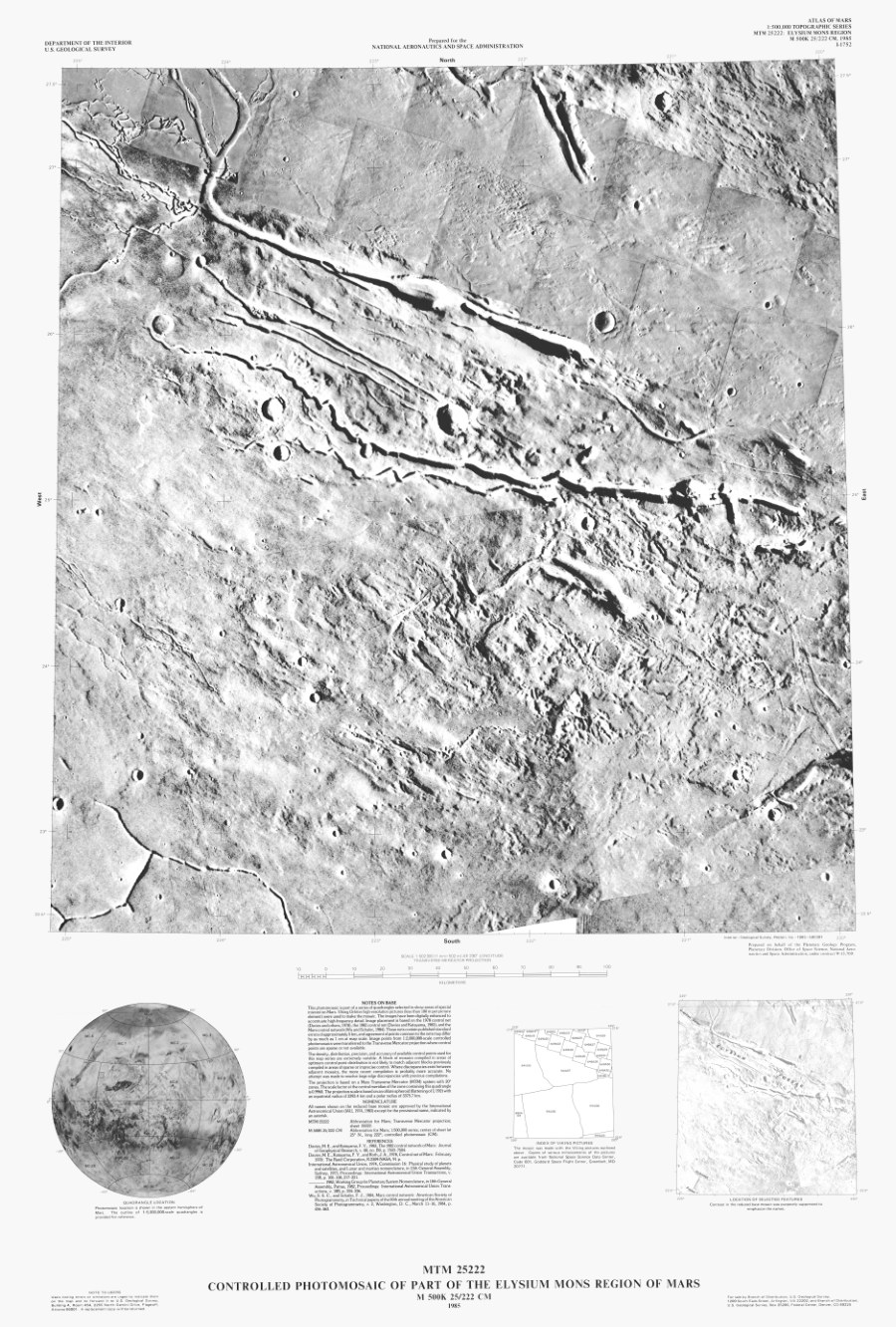 MTM 25222 Controlled Photomosaic of Part of the Elysium Mons Region of Mars