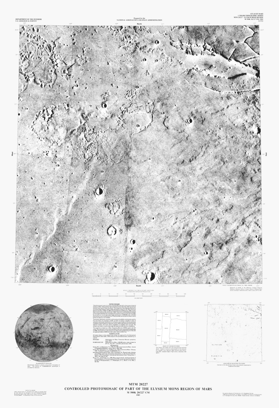 MTM 20227 Controlled Photomosaic of Part of the Elysium Mons Region of Mars