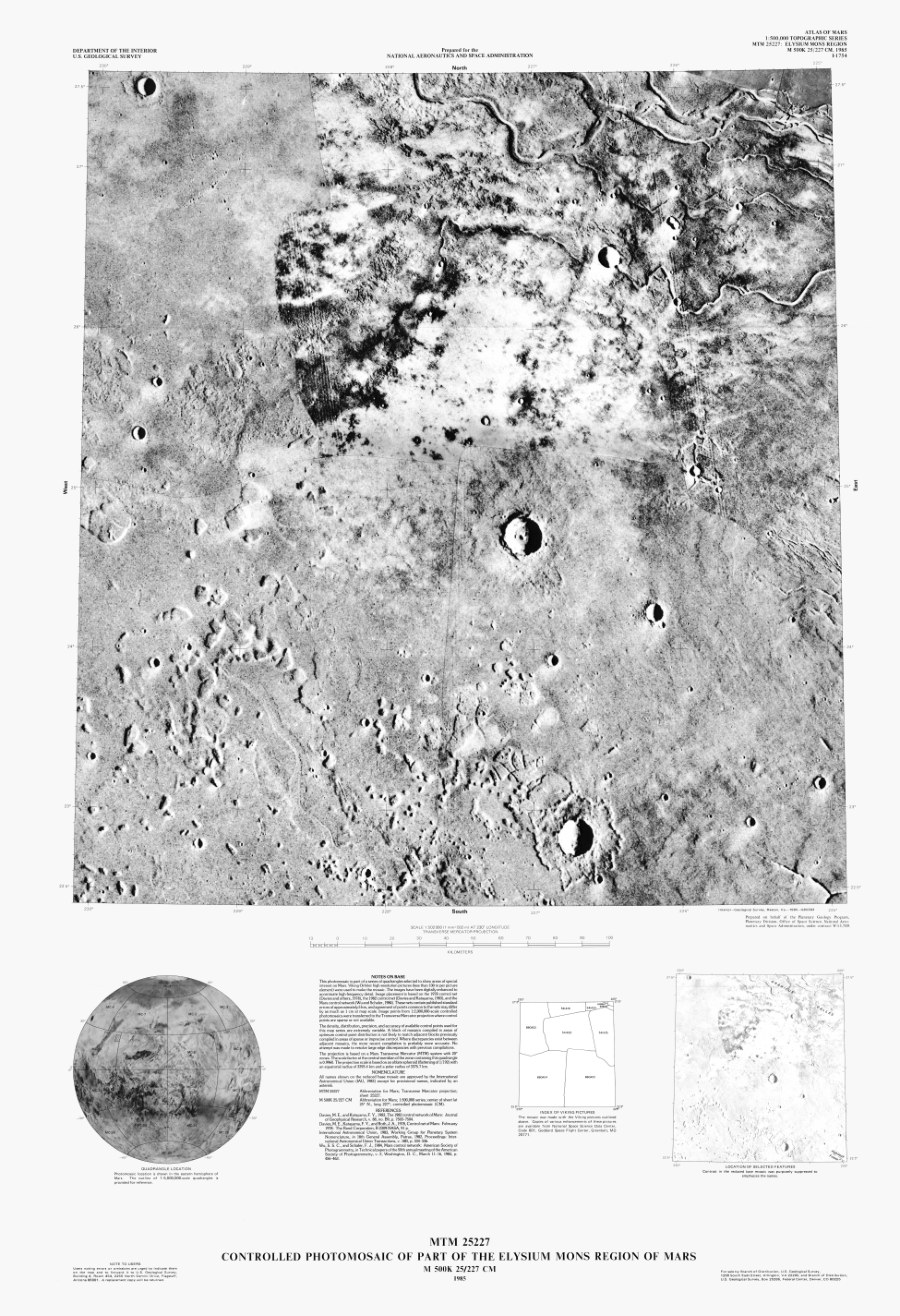 MTM 25227 Controlled Photomosaic of Part of the Elysium Mons Region of Mars