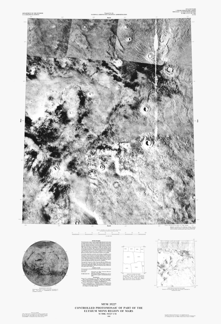 MTM 35227 Controlled Photomosaic of Part of the Elysium Mons Region of Mars