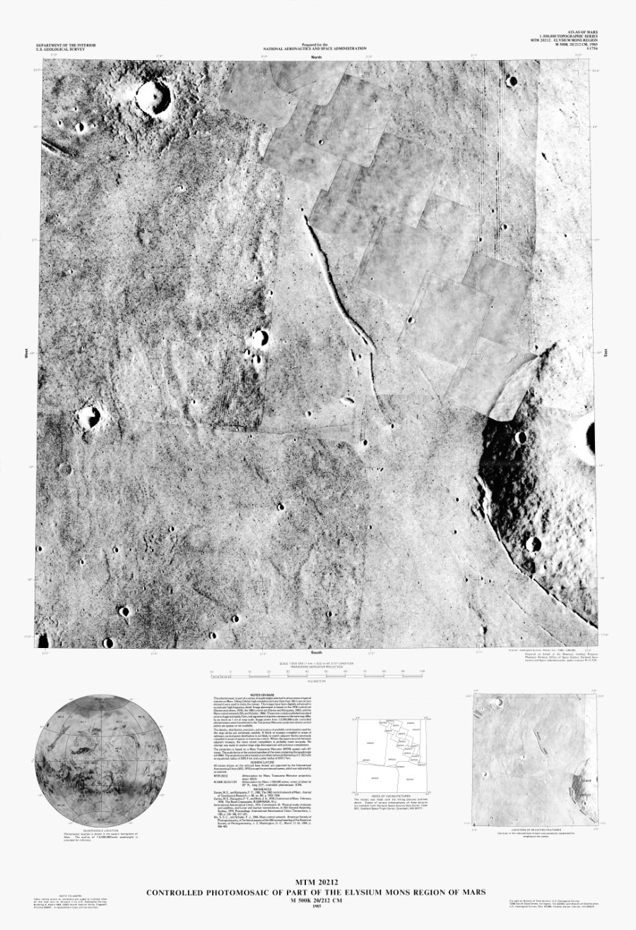 MTM 20212 Controlled Photomosaic of Part of the Elysium Mons Region of Mars