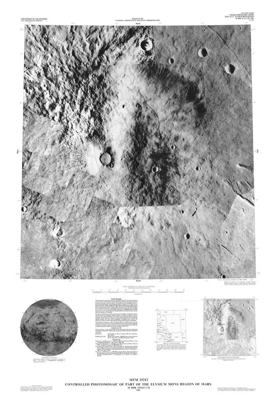 MTM 25212 Controlled Photomosaic of Part of the Elysium Mons Region of Mars