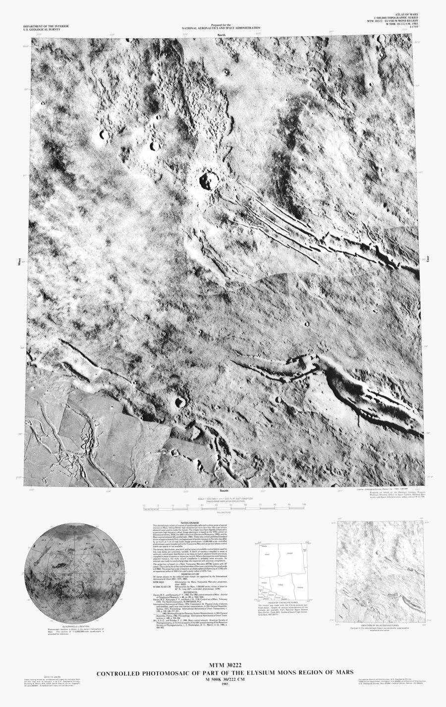 MTM 30222 Controlled Photomosaic of Part of the Elysium Mons Region of Mars