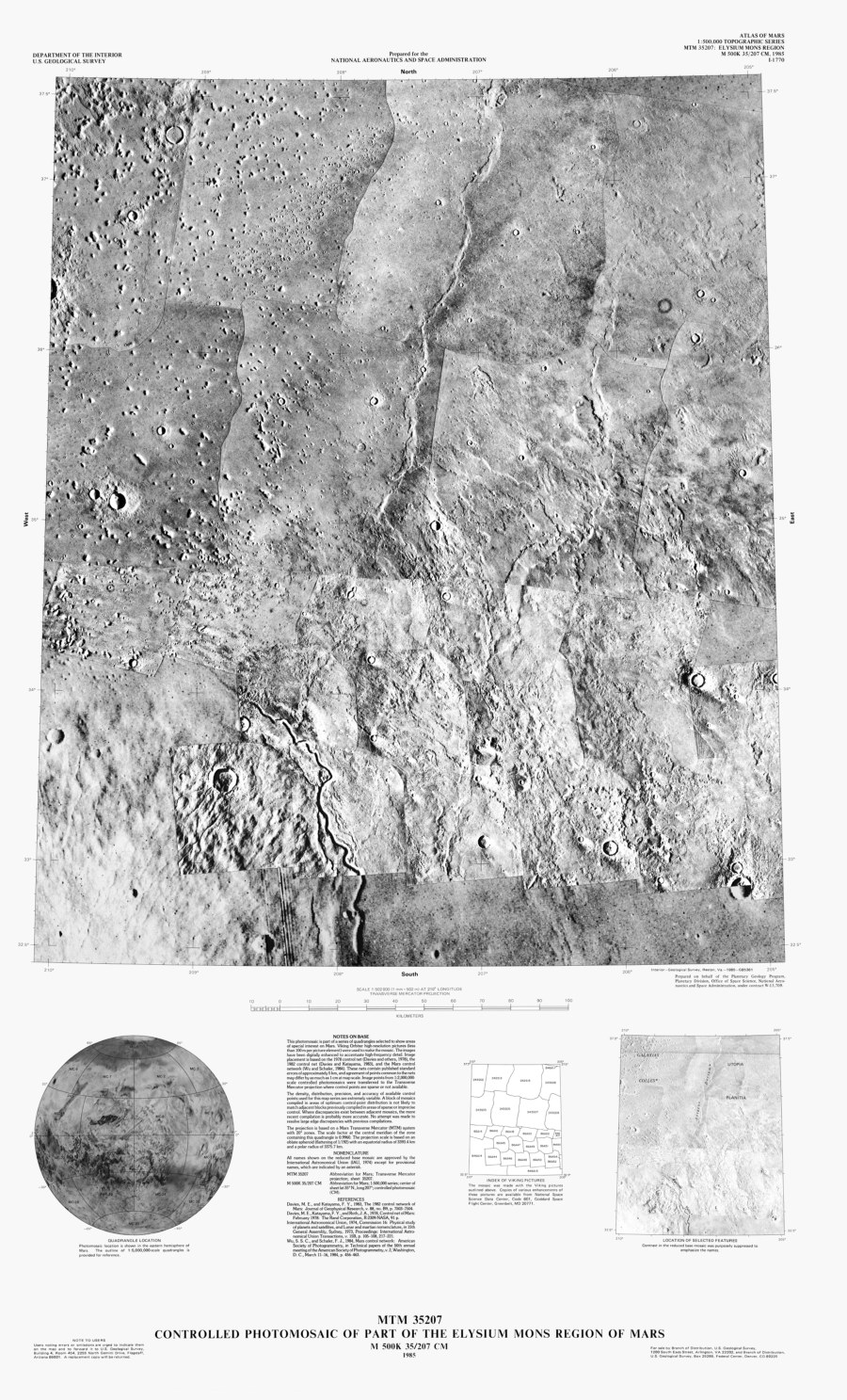 MTM 35207 Controlled Photomosaic of Part of the Elysium Mons Region of Mars