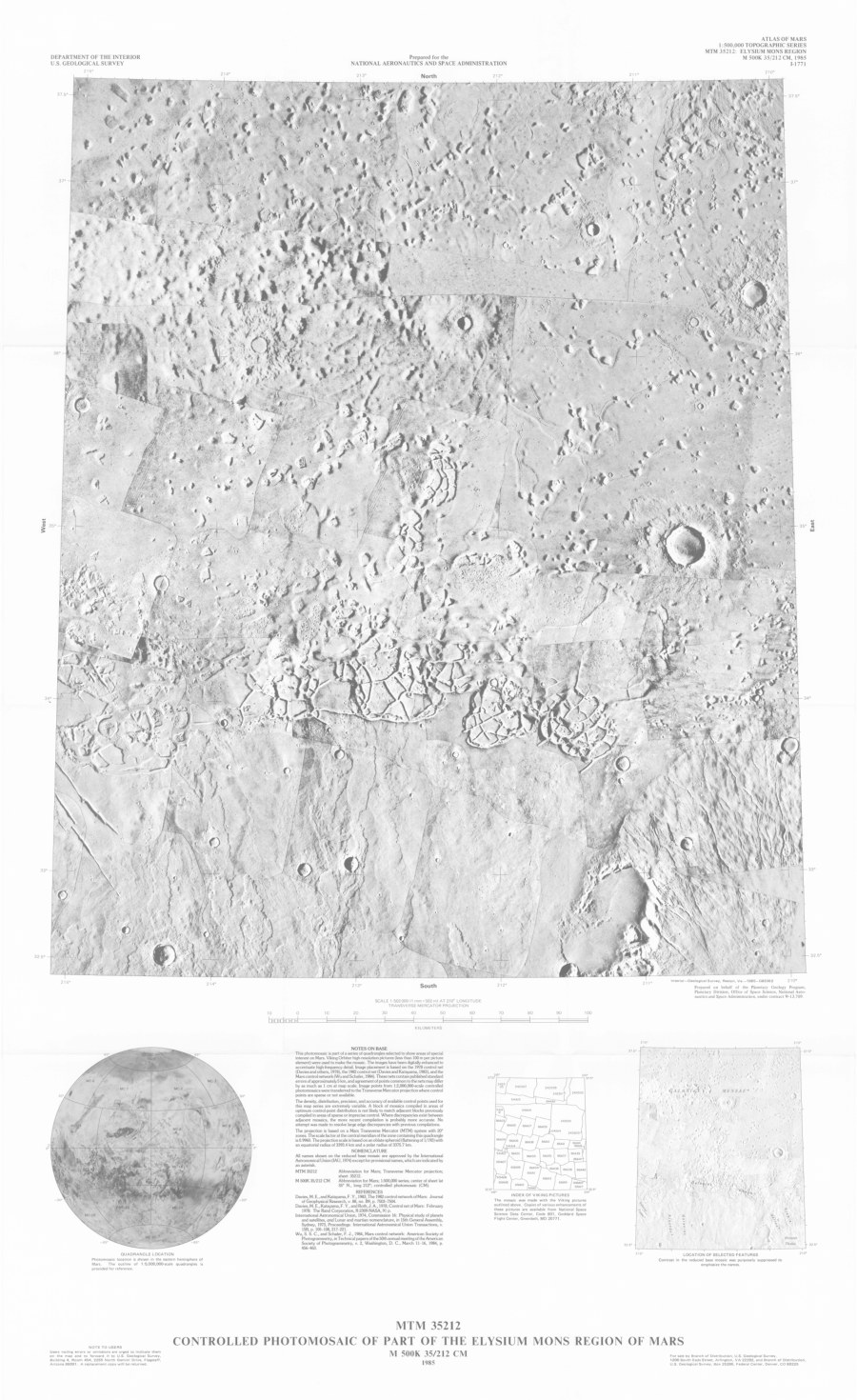 MTM 35212 Controlled Photomosaic of Part of the Elysium Mons Region of Mars