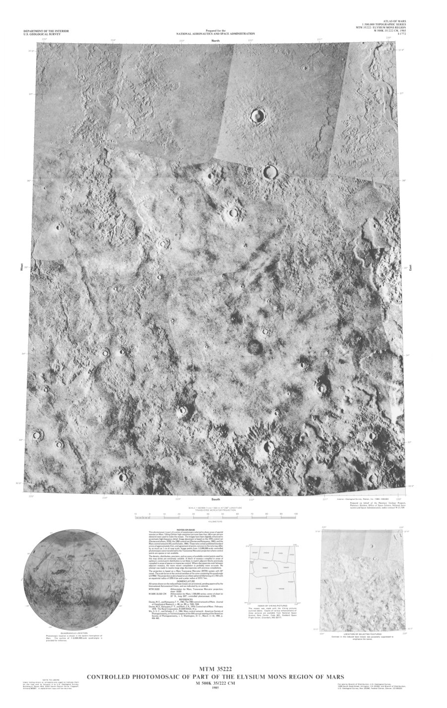 MTM 35222 Controlled Photomosaic of Part of the Elysium Mons Region of Mars