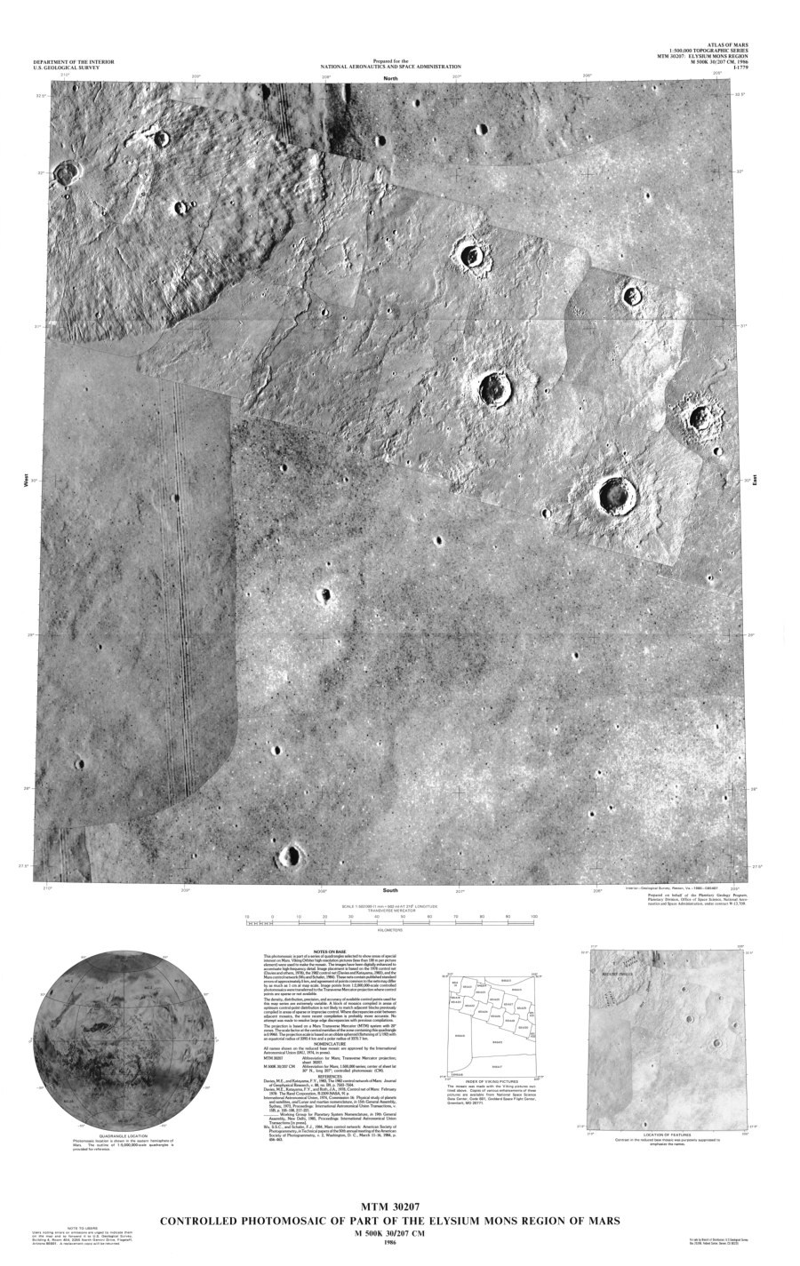 MTM 30207 Controlled Photomosaic of Part of the Elysium Mons Region of Mars