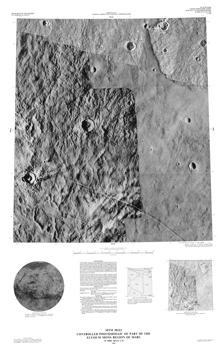 MTM 30212 Controlled Photomosaic of Part of the Elysium Mons Region of Mars