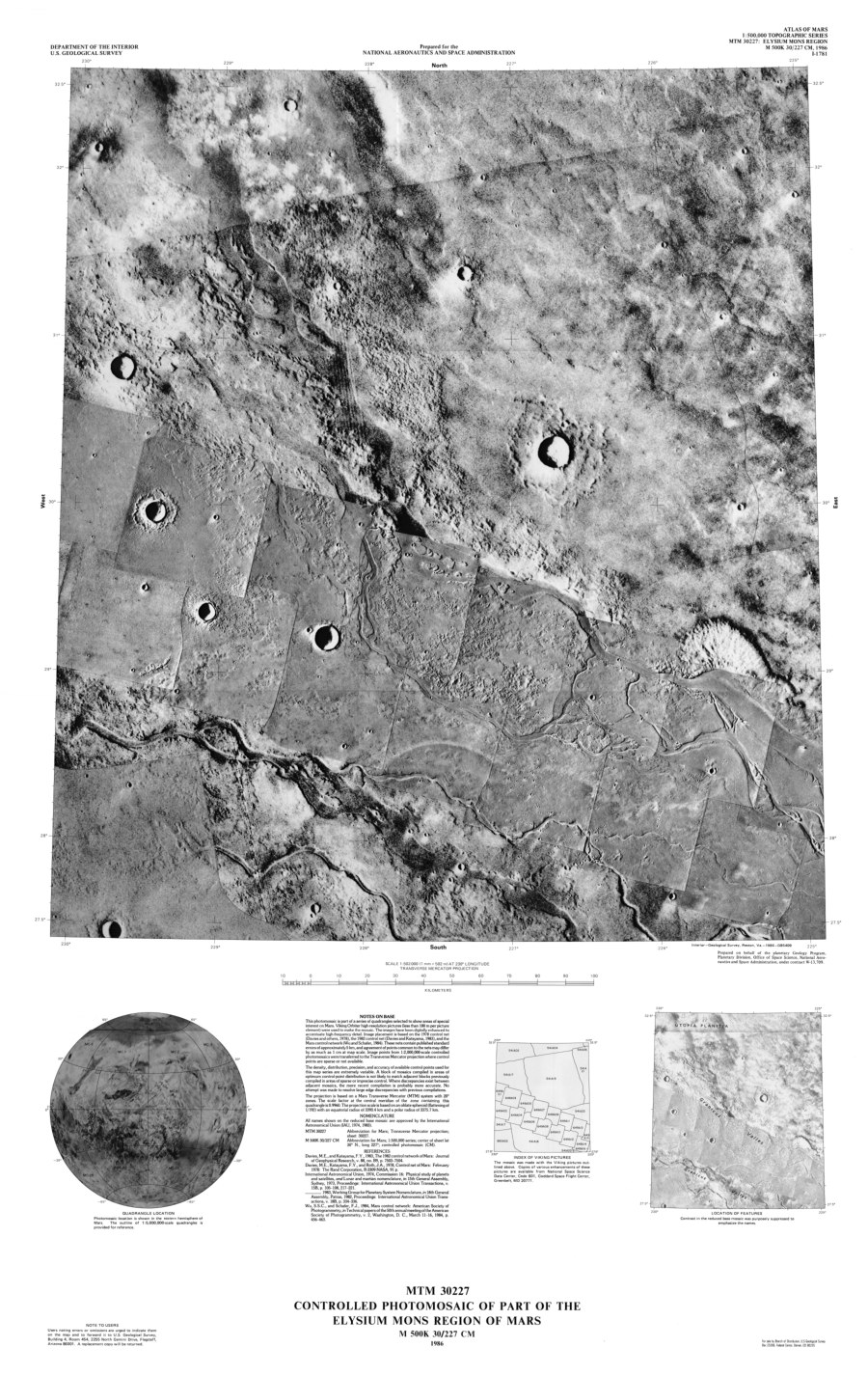 MTM 30227 Controlled Photomosaic of Part of the Elysium Mons Region of Mars