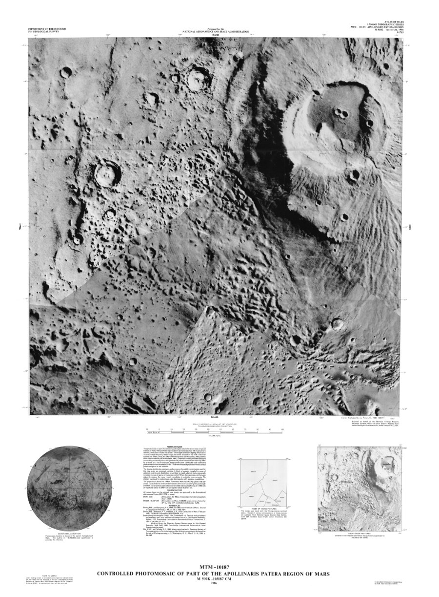 MTM -10187 Controlled Photomosaic of Part of the Apollinaris Patera Region of Mars