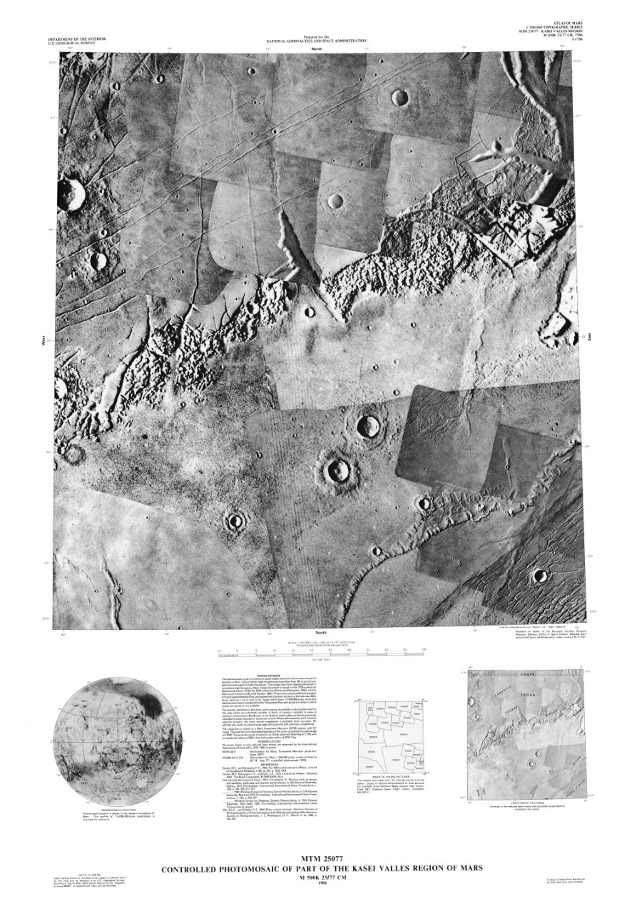 MTM 25077 Controlled Photomosaic of Part of the Kasei Valles Region of Mars
