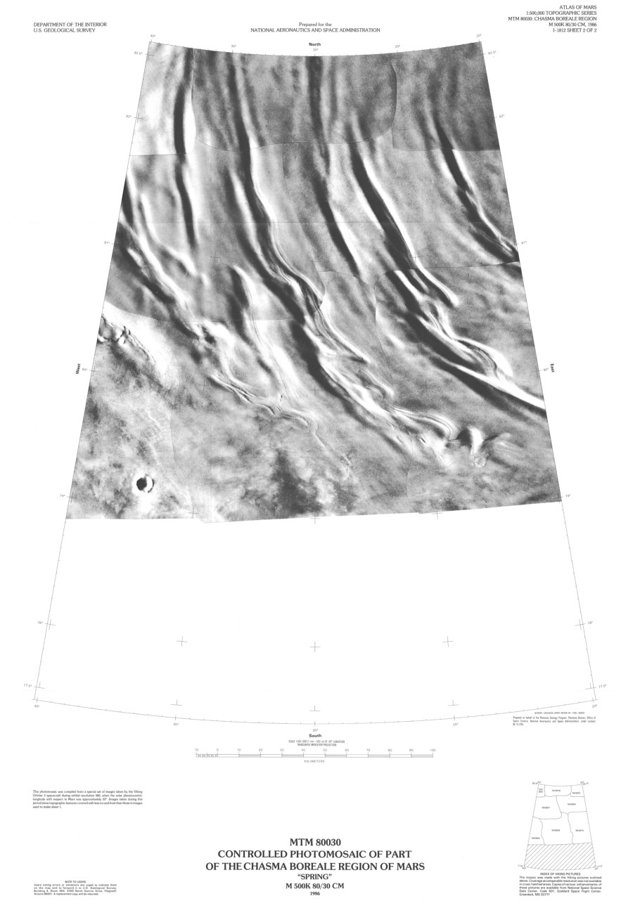MTM 80030 Controlled Photomosaic of Part of the Chasma Boreale Region of Mars