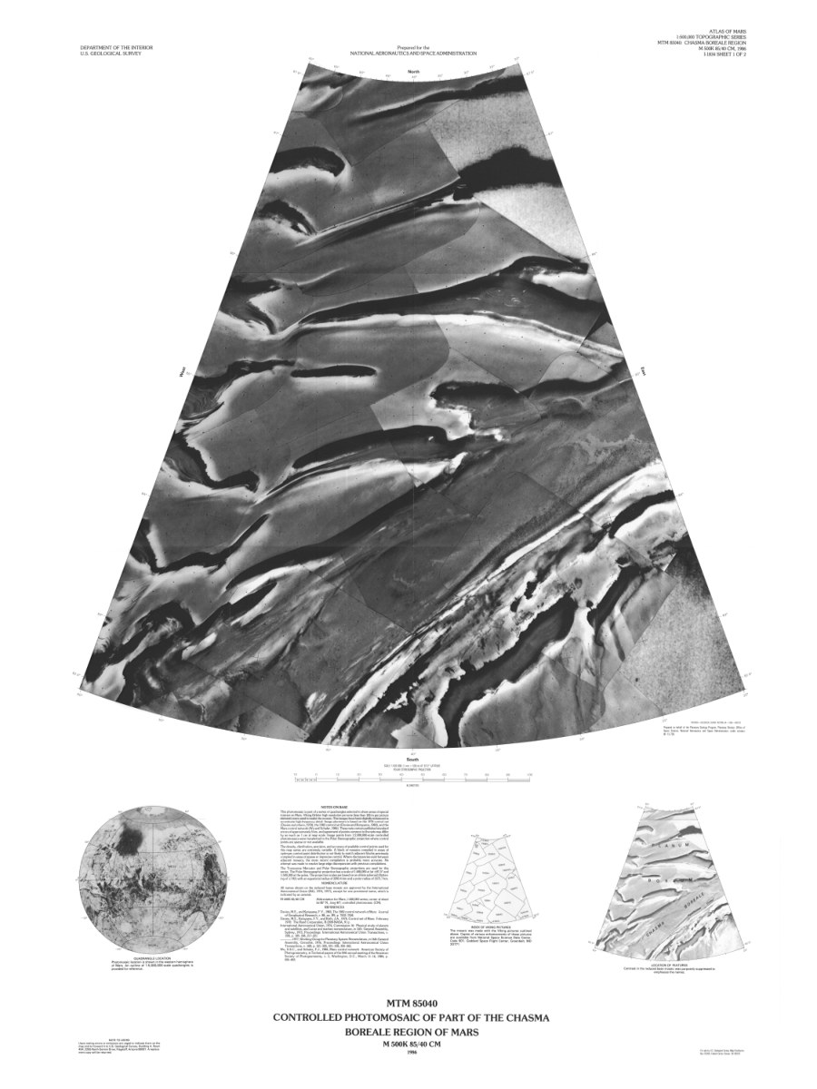 MTM 85040 Controlled Photomosaics of Part of the Chasma Boreale Region of Mars