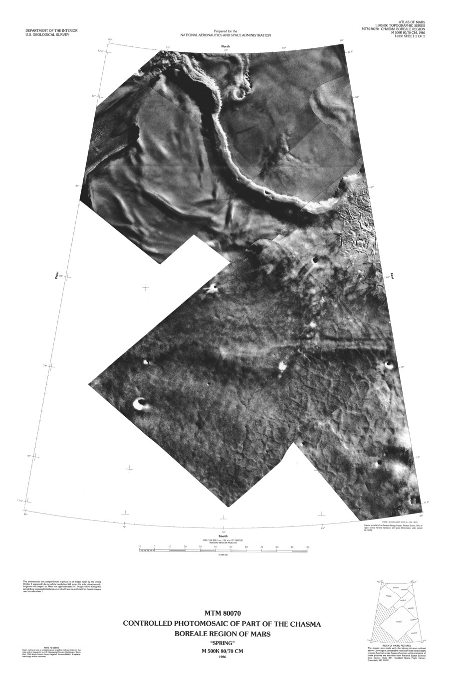 MTM 80070 Controlled Photomosaics of Part of the Chasma Boreale Region of Mars