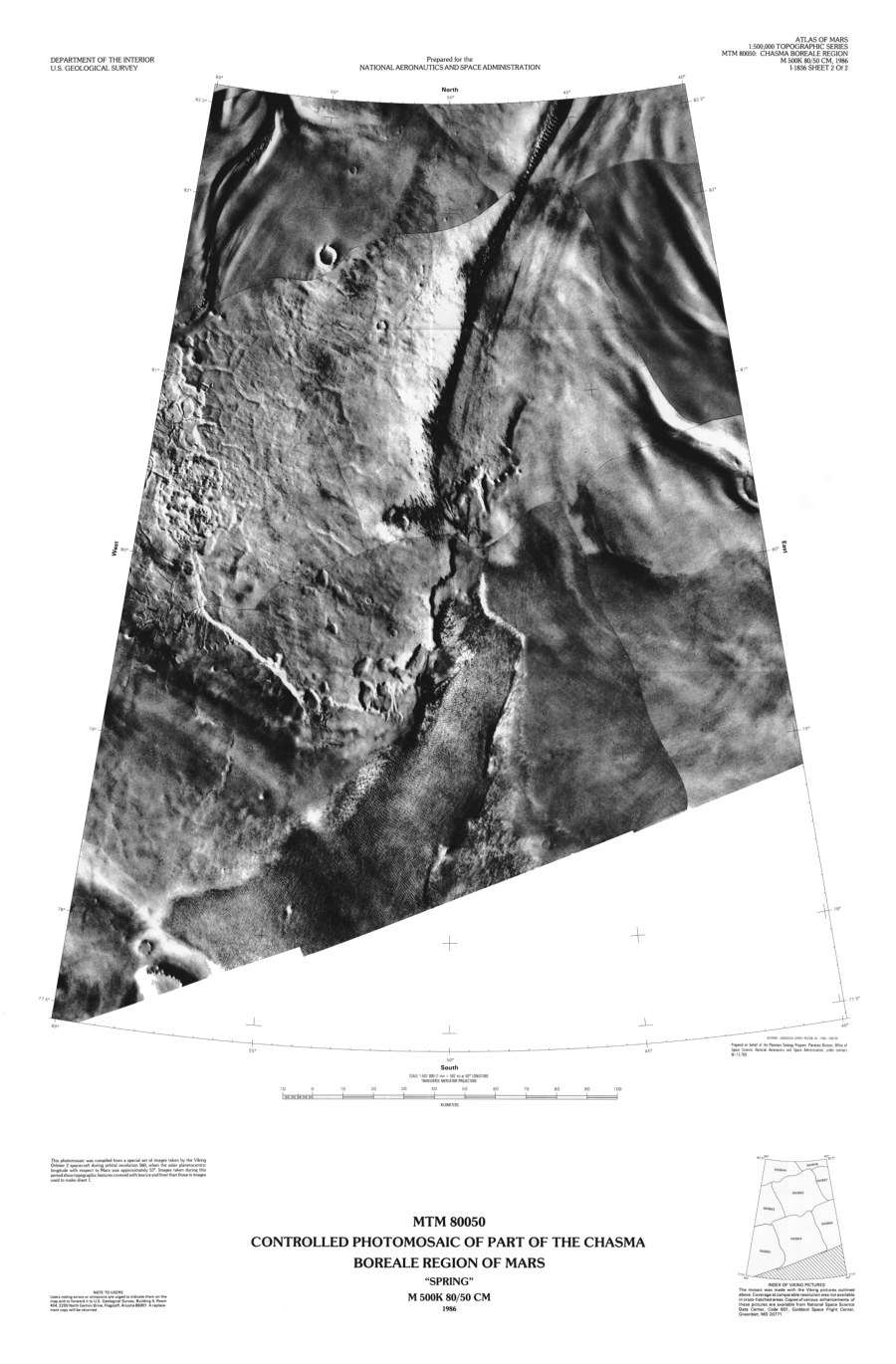 MTM 80050 Controlled Photomosaics of Part of the Chasma Boreale Region of Mars
