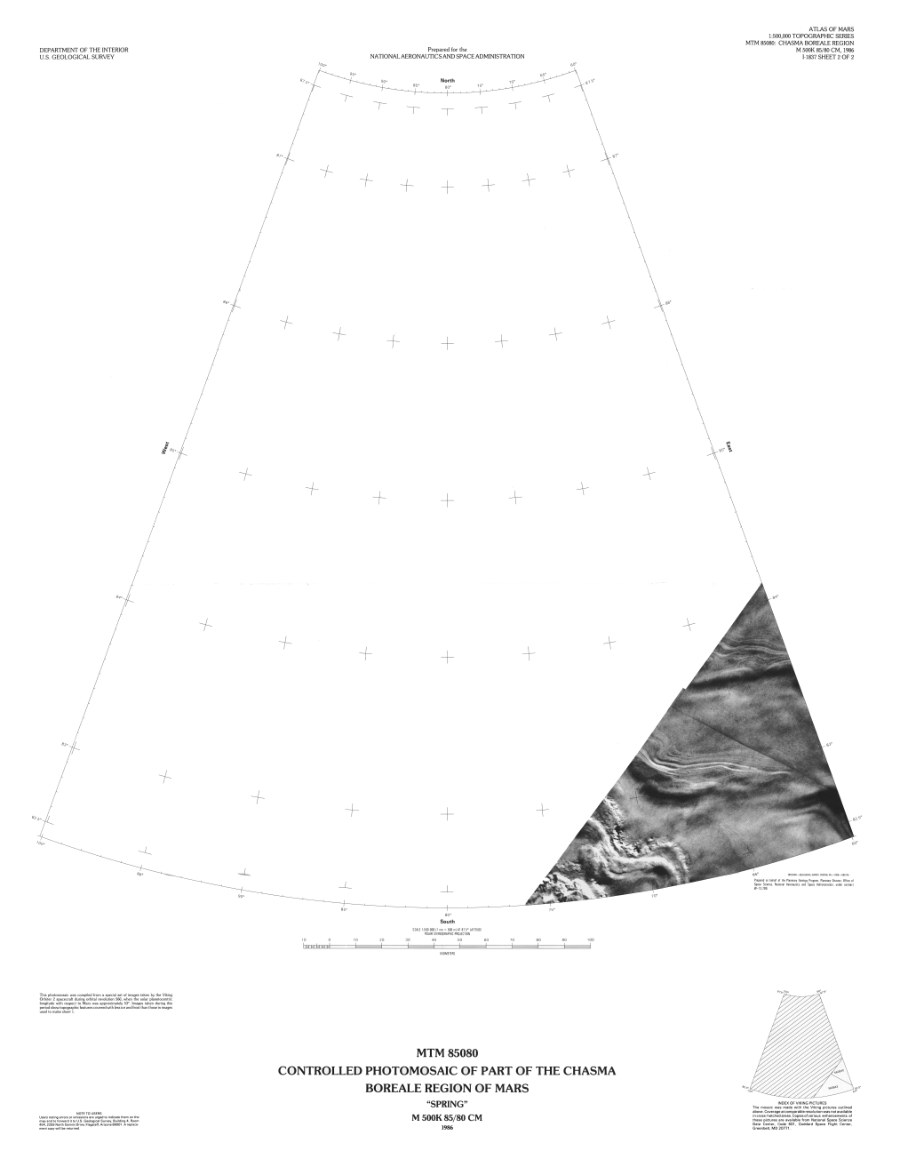 MTM 85080 Controlled Photomosaics of Part of the Chasma Boreale Region of Mars