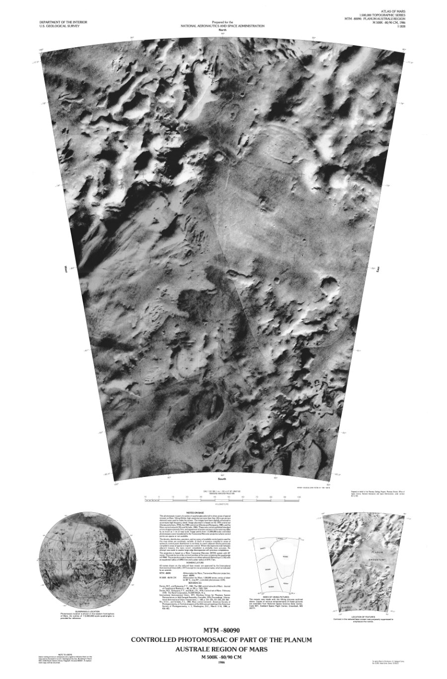 Controlled Photomosaic of Part of the Planum Australe Region of Mars