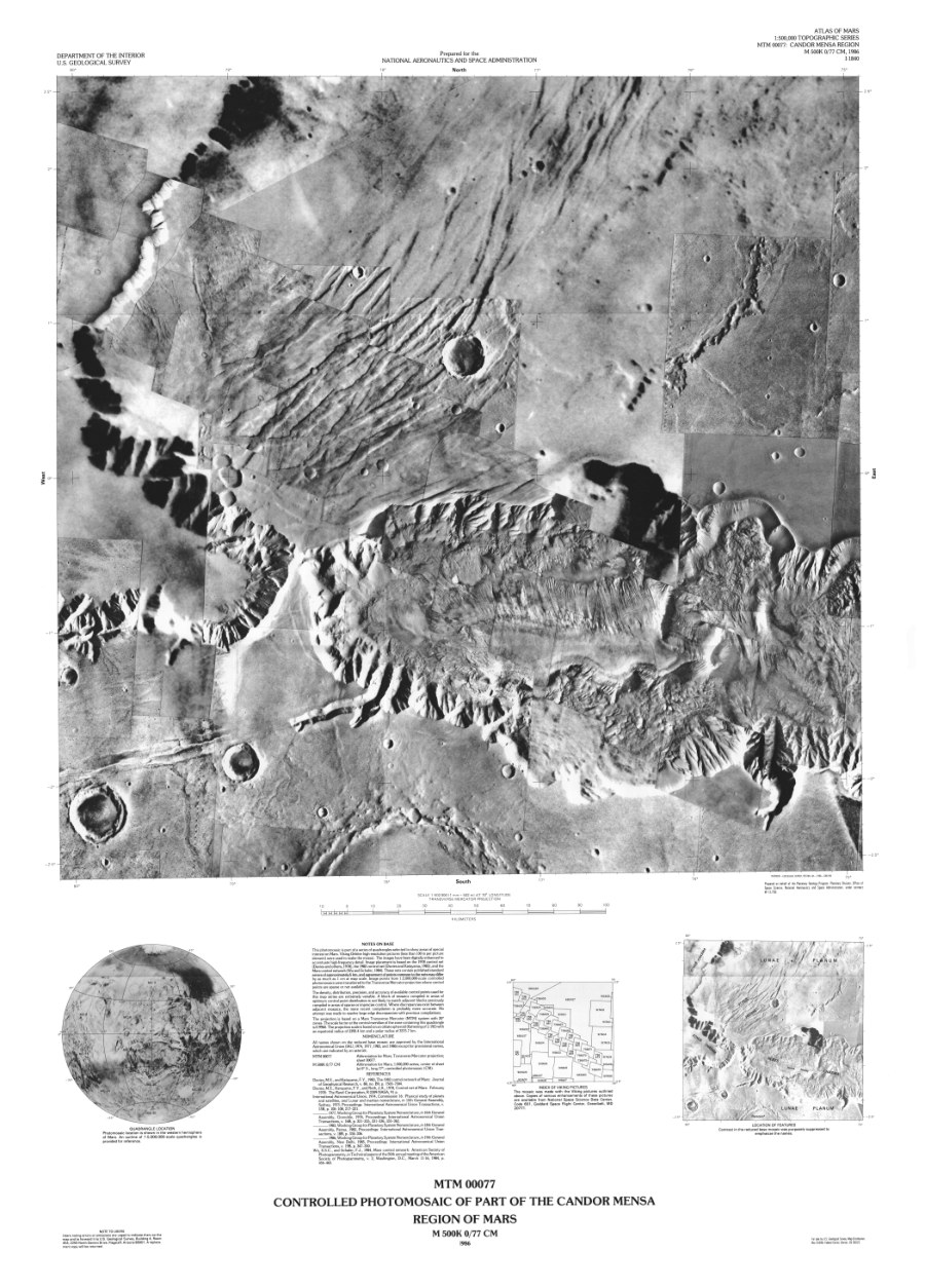 MTM 00077 Controlled Photomosaic of Part of the Candor Mensa Region of Mars