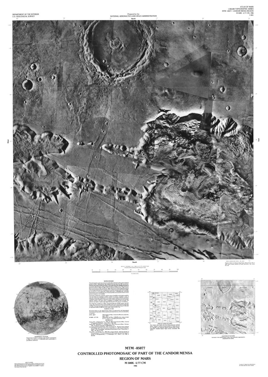 MTM -05077 Controlled Photomosaic of Part of the Candor Mensa Region of Mars