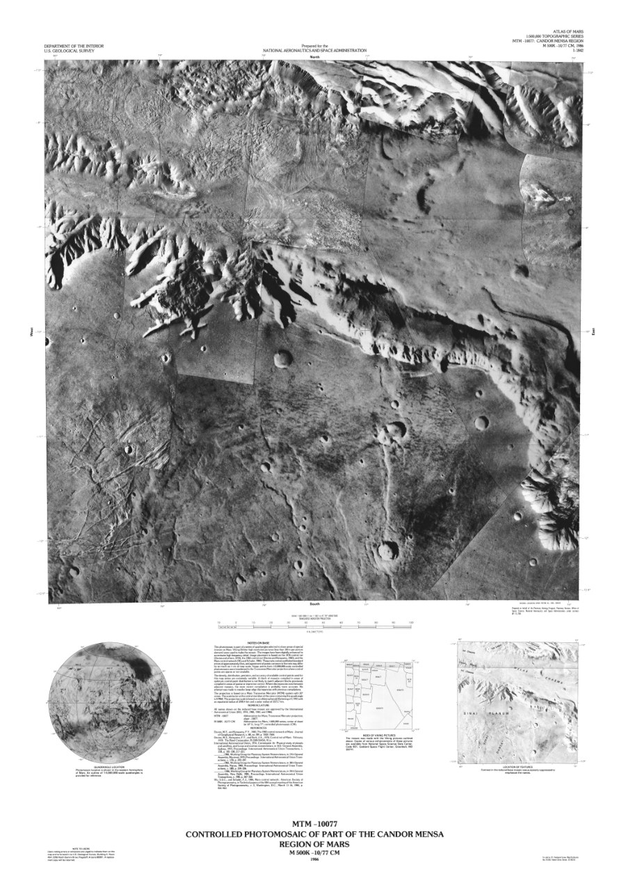 MTM -10077 Controlled Photomosaic of Part of the Candor Mensa Region of Mars