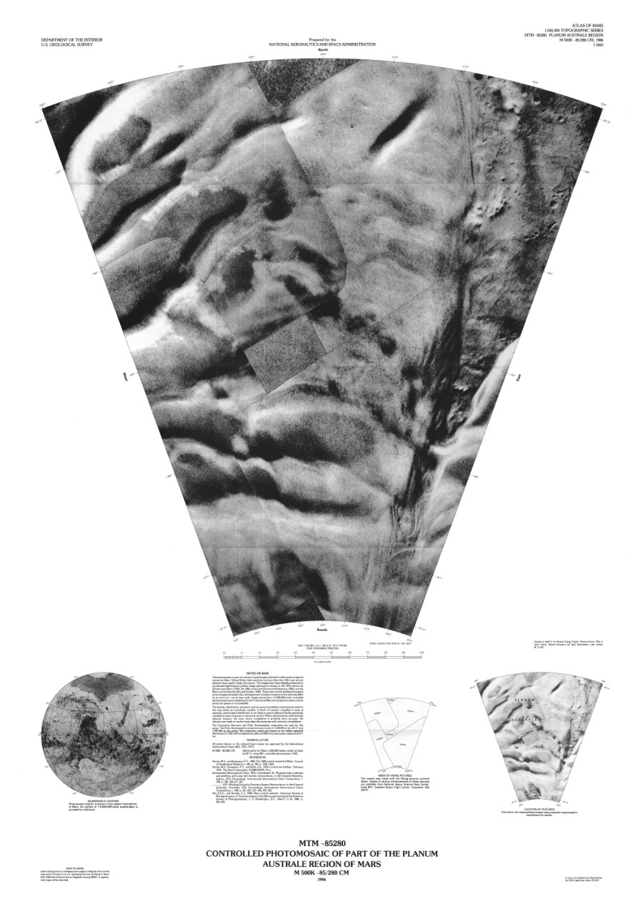 MTM -85280 Controlled Photomosaic of Part of the Australe Planum Region of Mars