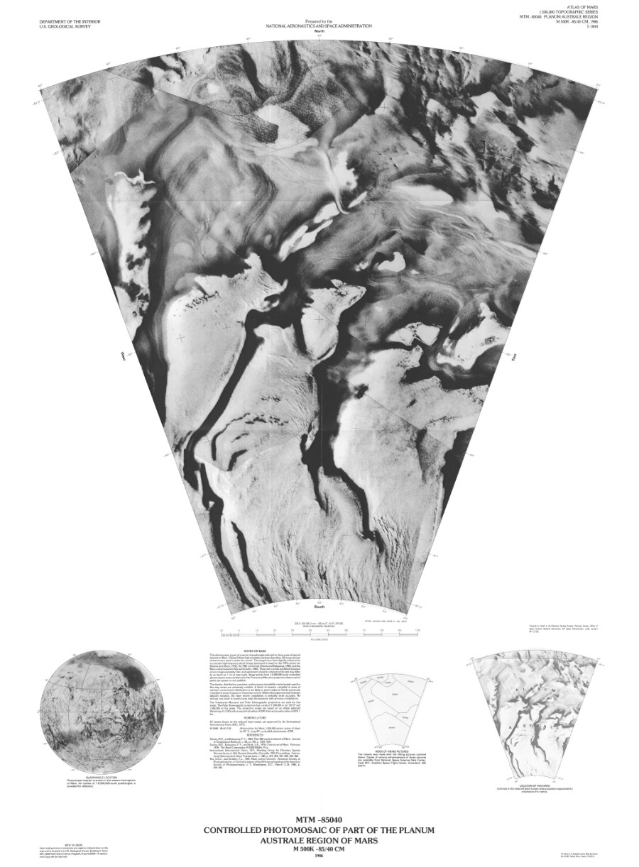 MTM -85040 Controlled Photomosaic of Part of the Planum Australe Region of Mars