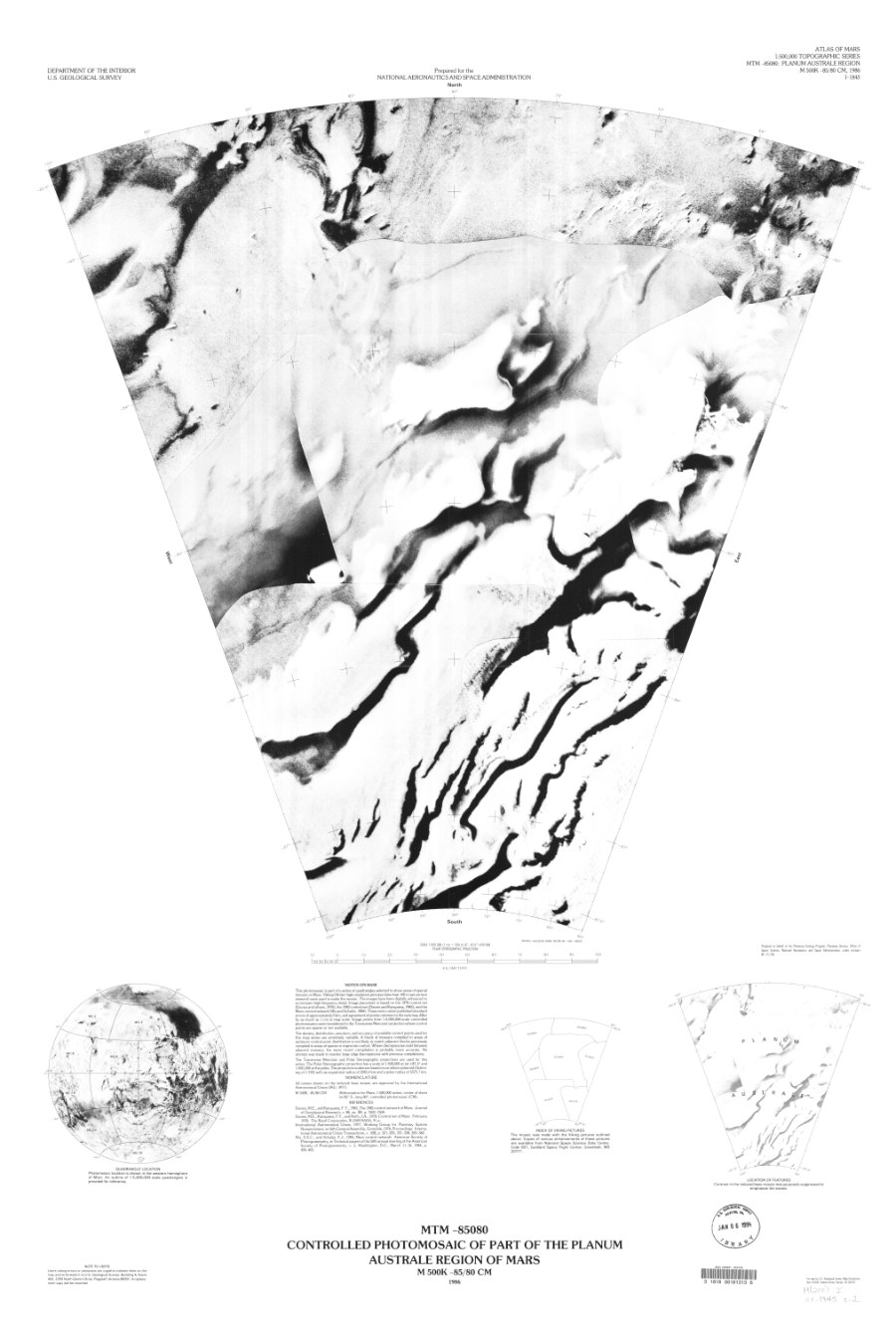 MTM -85080 Controlled Photomosaic of Part of the Planum Australe Region of Mars