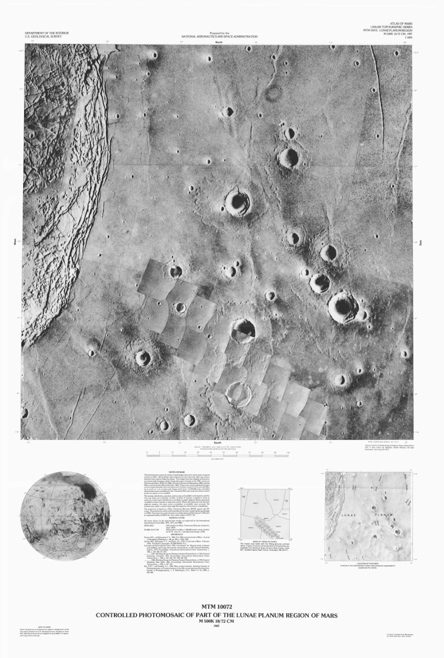MTM 10072 Controlled Photomosaic of Part of the Lunae Planum Region of Mars