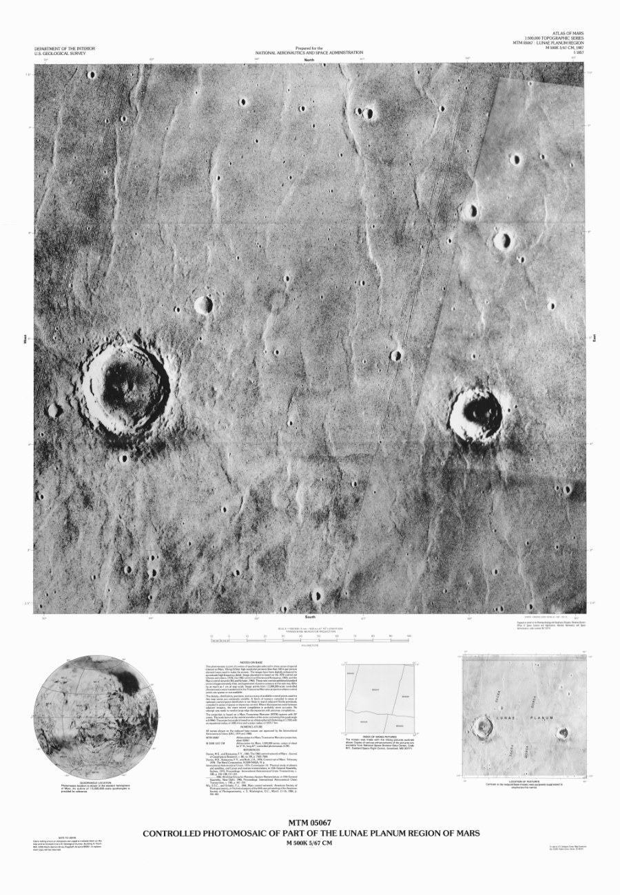 MTM 05067 Controlled Photomosaic of Part of the Lunae Planum Region of Mars