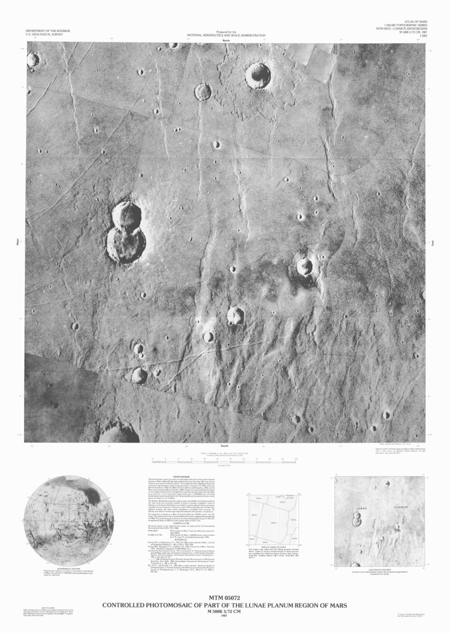 MTM 05072 Controlled Photomosaic of the Lunae Planum Region of Mars