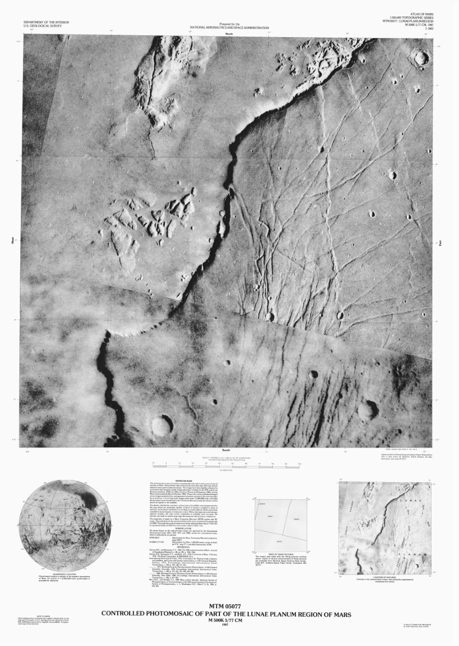 MTM 05077 Controlled Photomosaic of the Lunae Planum Region of Mars