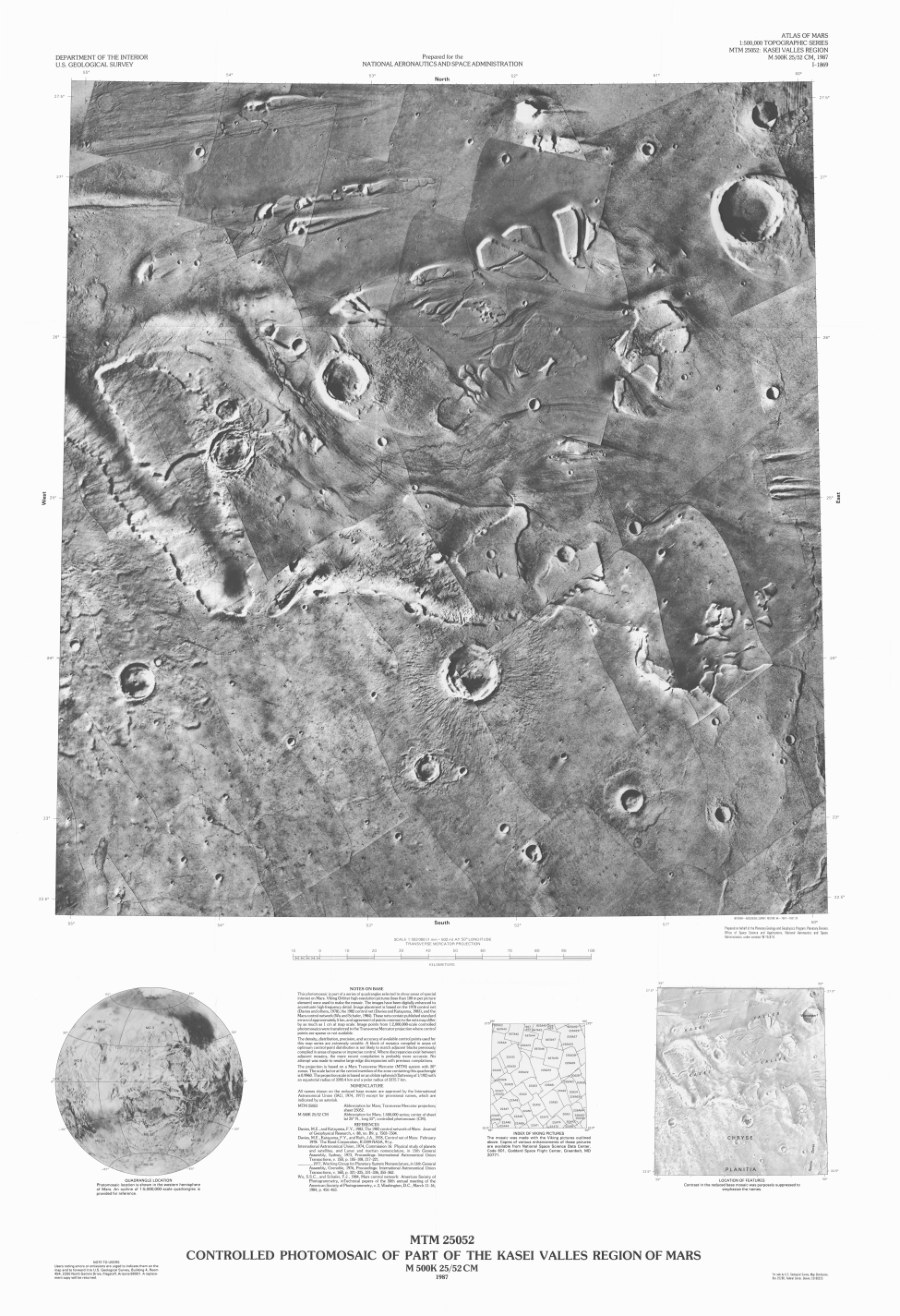 MTM 25052 Controlled Photomosaic of Part of the Kasei Valles Region of Mars