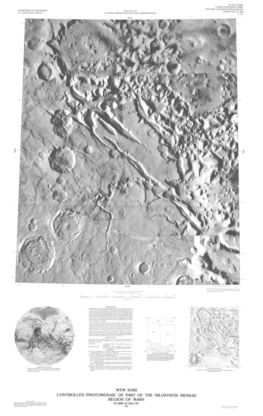 MTM 35302 Controlled Photomosaic of Part of the Nilosyrtis Mensae Region of Mars