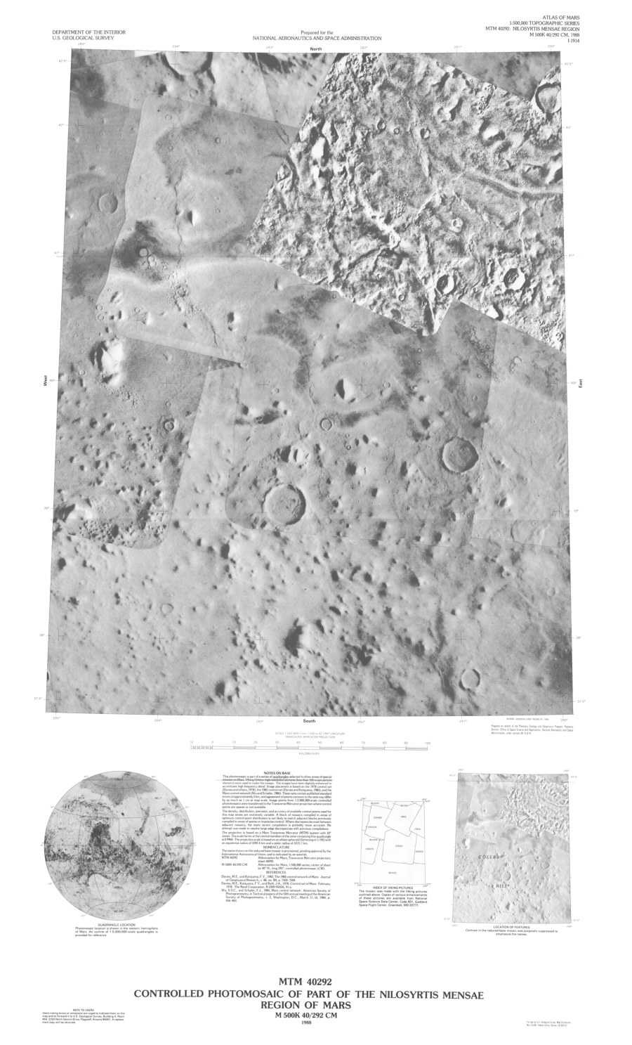 MTM 40292 Controlled Photomosaic of Part of the Nilosyrtis Mensae Region of Mars