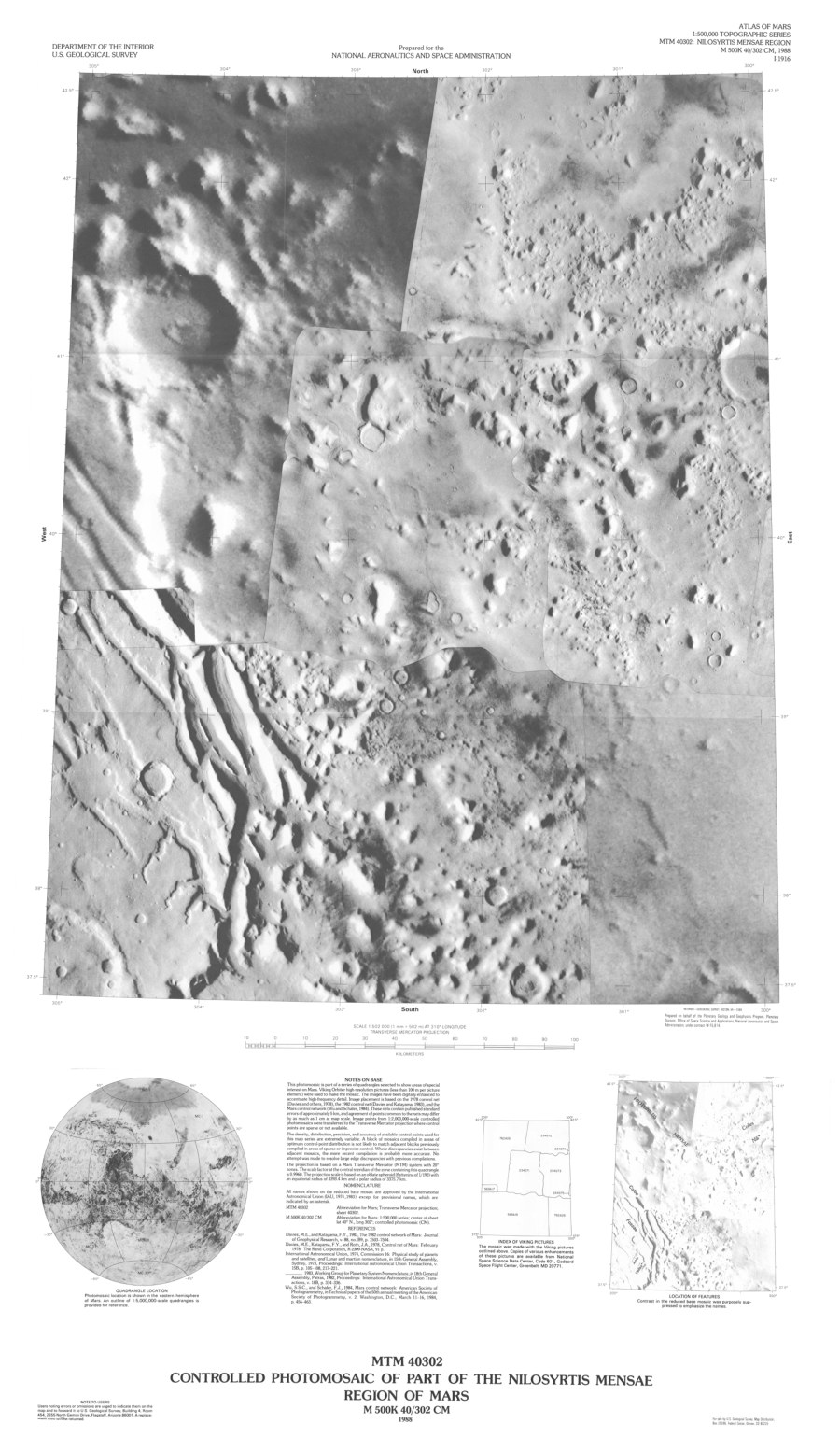MTM 40302 Controlled Photomosaic of Part of the Nilosyrtis Mensae Region of Mars