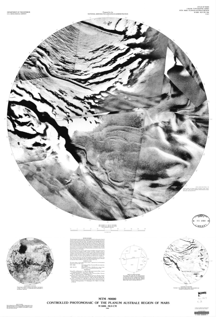 MTM -9000 Controlled Photomosaic of Part of the Planum Australe Region of Mars