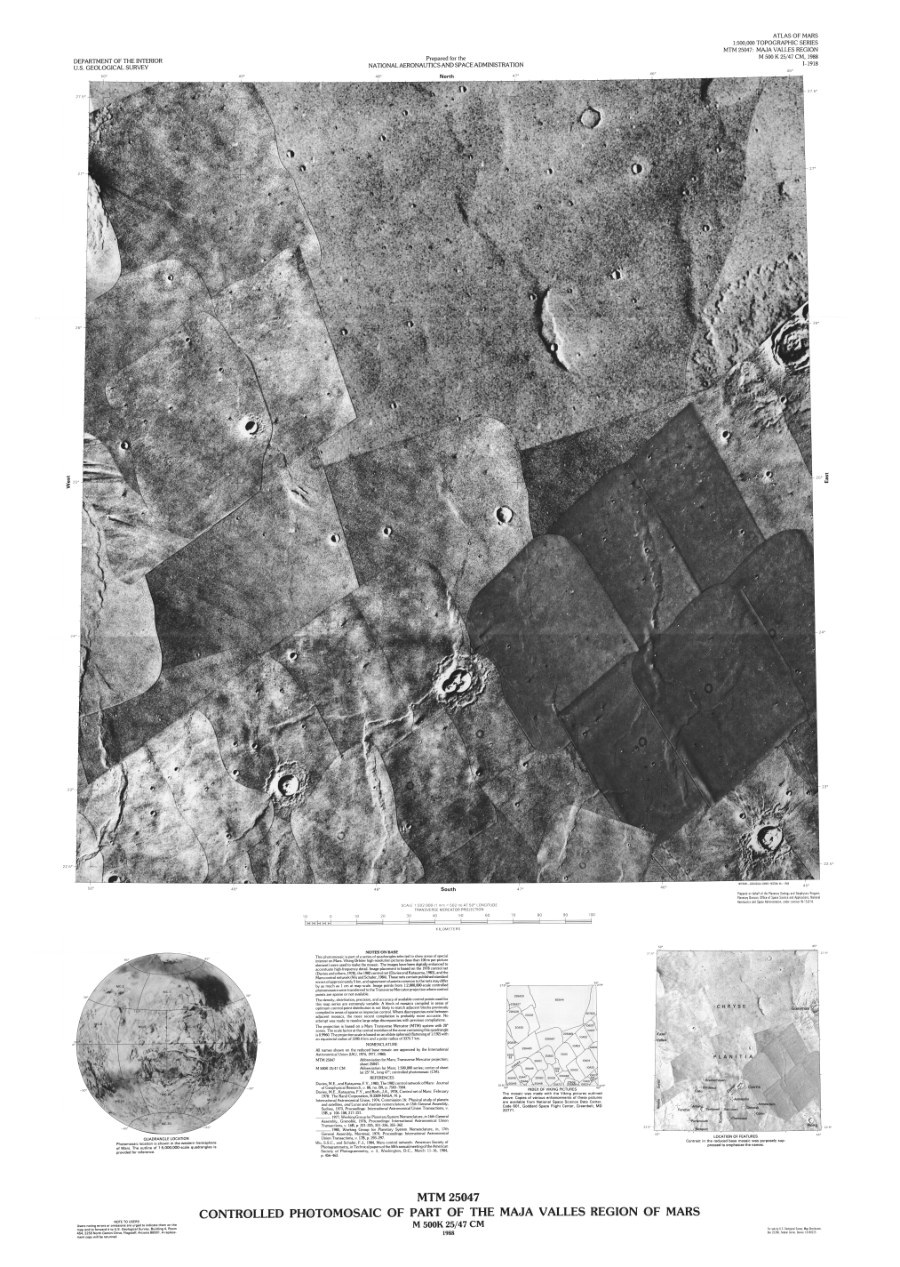 MTM 25047 Controlled Photomosaic of Part of the Maja Valles Region of Mars