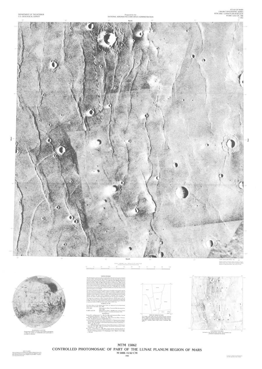 MTM 15062 Controlled Photomosaic of Part of the Lunae Planum Region of Mars