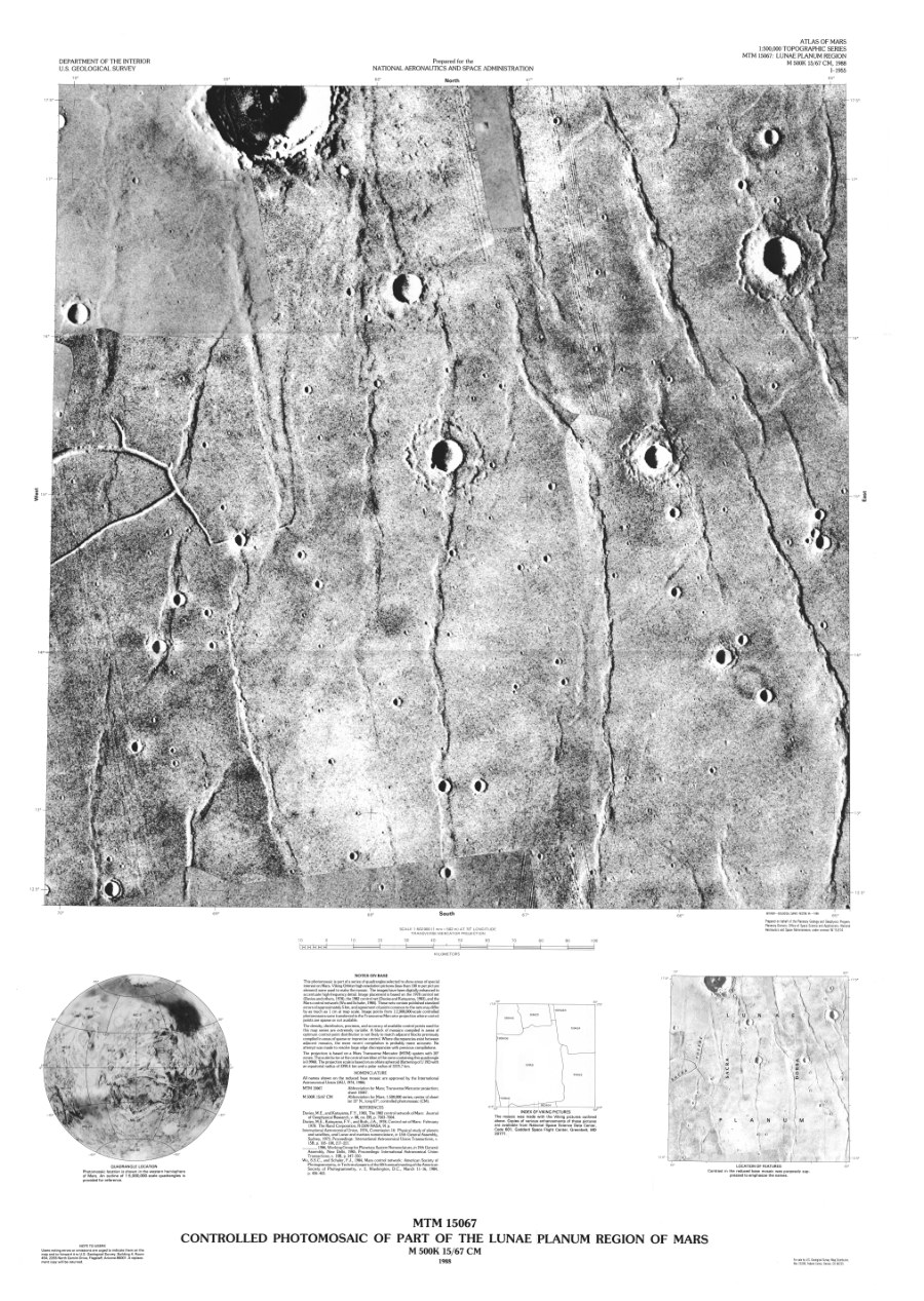 MTM 15067 Controlled Photomosaic of Part of the Lunae Planum Region of Mars