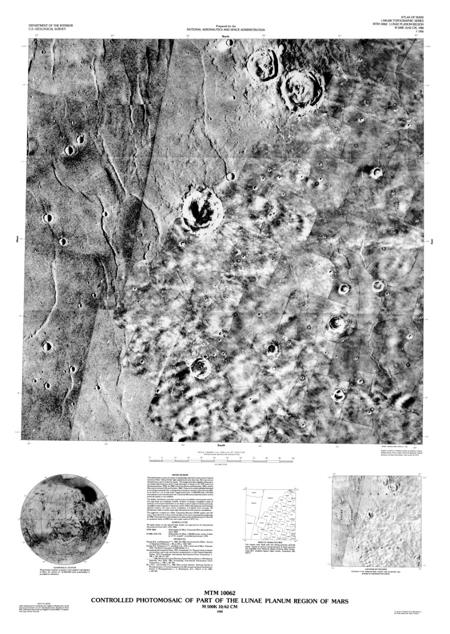 MTM 10062 Controlled Photomosaic of Part of the Lunae Planum Region of Mars