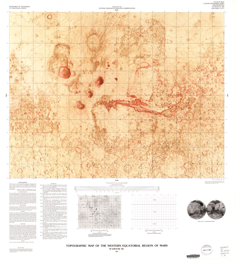 Topographic Map of the Western Equatorial Region of Mars